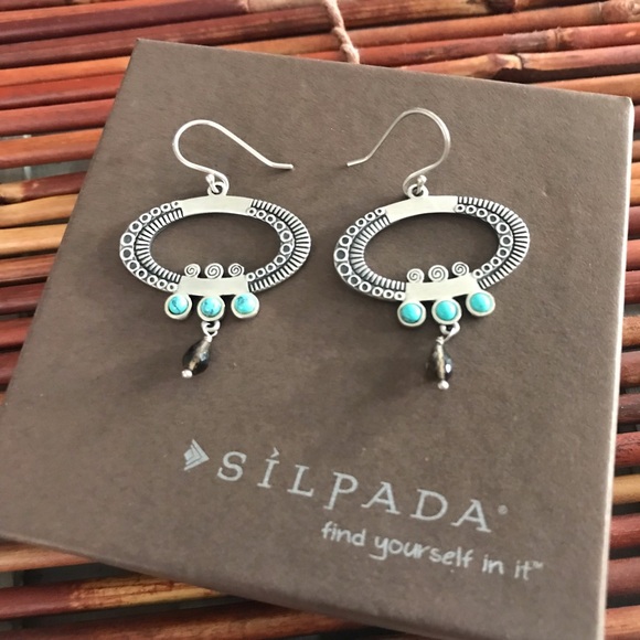 Silpada Sterling Silver Oval Turquoise Earrings - Picture 3 of 7